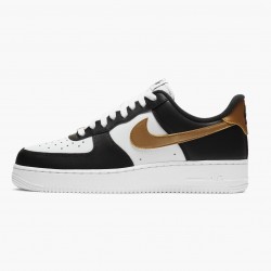 Nike Women's/Men's Air Force 1 Low Black White Metallic Gold CZ9189 001 Running Sneakers