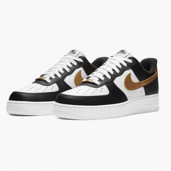 Nike Womens/Mens Air Force 1 Low Black White Metallic Gold CZ9189 001 Running Sneakers