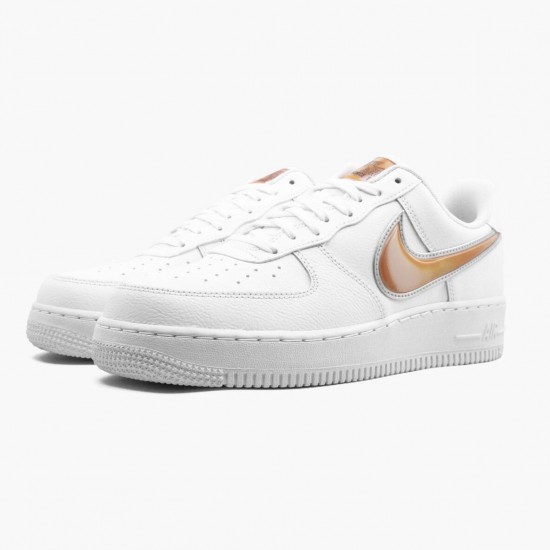 Nike Womens/Mens Air Force 1 Low Oversized Swoosh White Orange Peel AO2441 102 Running Sneakers