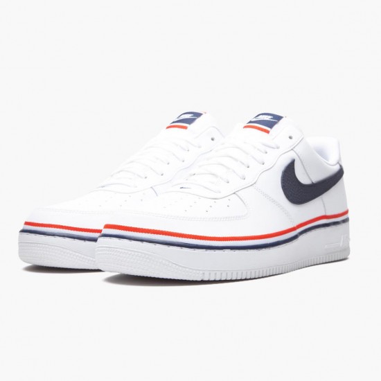 Nike Womens/Mens Air Force 1 Low Ribbon White Blue CJ1377 100 Running Sneakers