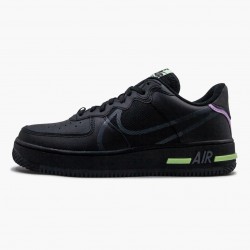 Nike Women's/Men's Air Force 1 React Black Violet Star Barely Volt CD4366 001 Running Sneakers