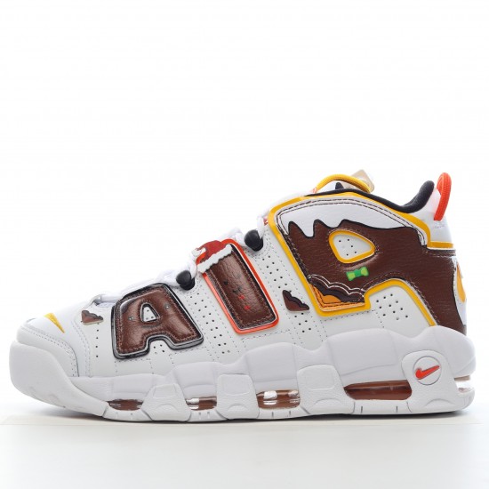 Diy Nike Air More Uptempo Brown White DD9223-100-1 Casual Shoes