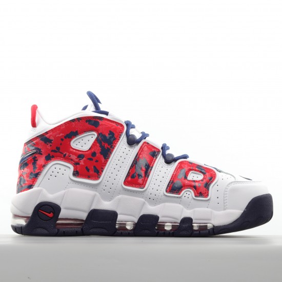 Nike Air More Uptempo GS Red Navy Camo CZ7885-100 Casual Shoes