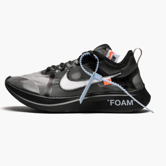 Nike Womens/Mens Zoom Fly Off White Black Silver AJ4588 001 Running Sneakers