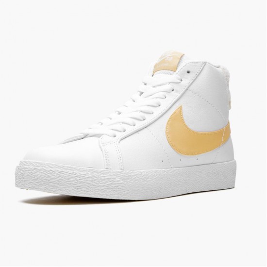 Nike Womens/Mens SB Zoom Blazer Mid White Celestial Gold CJ6983 102 Running Sneakers
