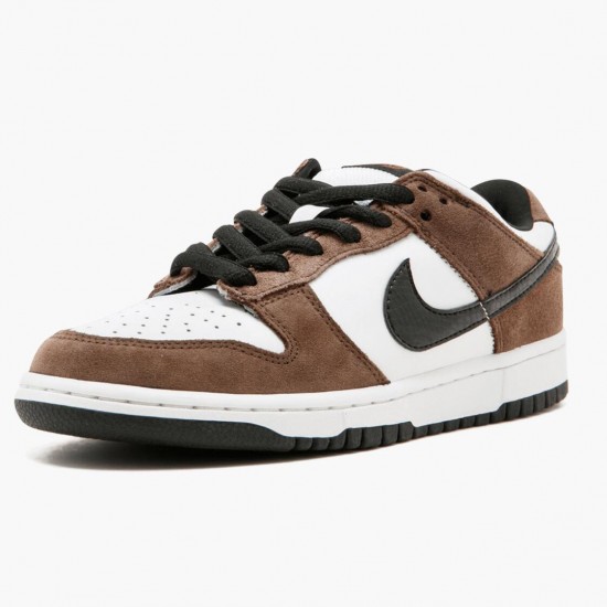 Nike Mens SB Dunk Low White Black Trail End Brown 304292 102 Running Sneakers
