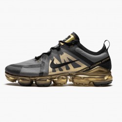 Nike Women's/Men's Air VaporMax 2019 Black Metallic Gold AR6631 002 Running Sneakers 