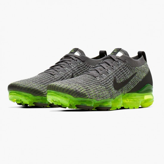 Nike Mens Air VaporMax Flyknit 3 Gunsmoke Volt AJ6900 009 Running Sneakers