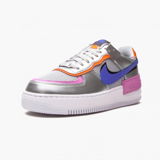 Nike Womens Air Force 1 Shadow Metallic Silver Running Sneakers CW6030-001