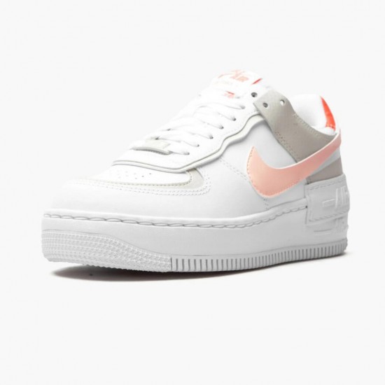 Nike Womens Air Force 1 Shadow White/Crimson Tint Running Sneakers DH3896-100